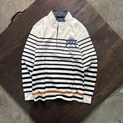 7BS3【Eddie Bauer】ボーダー　ハーフボタン　Tシャツ　古着usedのサムネイル