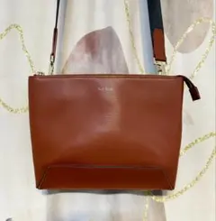 【✨未使用級】 ポールスミス ショルダーバッグ ストローグレインレザー 焦茶 POULSMITH ポールスミス/カジュアルバッグ｜WonderREX-ONLINE