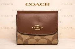 l*吉様 COACH シグネチャー コンパクト財布 レザー ブラウン