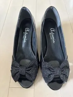 ダイアナArtemis ブラック オープントゥパンプス