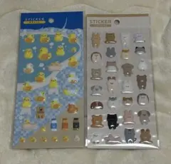 アヒルと動物キャラクターシール2シートセット