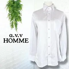 5194【a.v.v HOMME】美品 スライプシャツ 長袖 ブラウス ホワイト