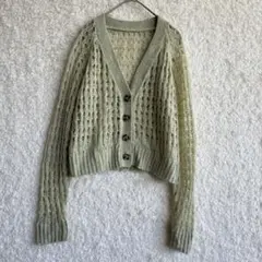 Sea Room Lynnシールームリン モヘヤ混 カーディガン 透かしレース