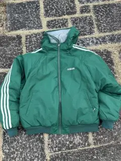 adidas フード付き緑ジャンパー 90s