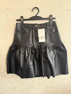 ZARA ブラックレザースカート S