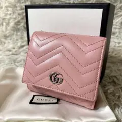 ✨極美品✨グッチ 二つ折り マーモント キルティング GG金具 レッド