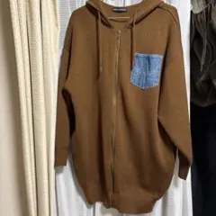 RODEO CROWNS ブラウン フード付きカーディガン