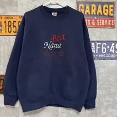 フルーツオブザルーム　スウェット　古着　L刺繍　ネイビー　トレーナー