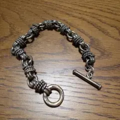 ヴィンテージ　70s メキシカンジュエリー　Tバー　ロープ　リンクチェーンブレス