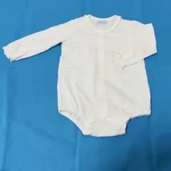 ミキハウス ファースト ロンパース 80 白 小花柄 日本製 長袖 肌着