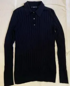 UNIQLO +J ブラック　ポロ　リプ　ニット　Mサイズ