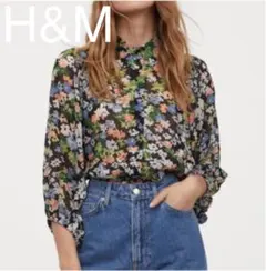 H&M シフォン　ブラウス　小花柄シャツ　バルーンスリーブ