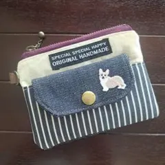 カードポケット付きマルチポーチ⭐コインケース☆コーギー⭐ハンドメイド⭐No.11