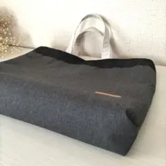 黒レースが美しい ✾ヘリンボーン 自立トートバッグ　上品カジュアル　入園入学式