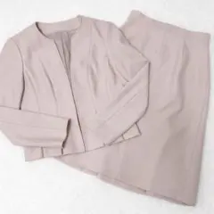 ANAYI ピンクベージュ スカートスーツ　ノーカラージャケット　フォーマル