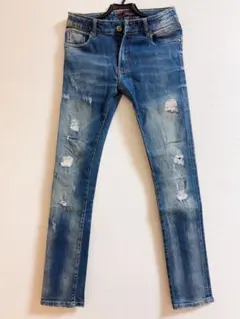 ZARAザラ スキニーデニム ダメージ ブルー