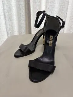 ブラックレザーサンダル ゴールドヒールのサムネイル