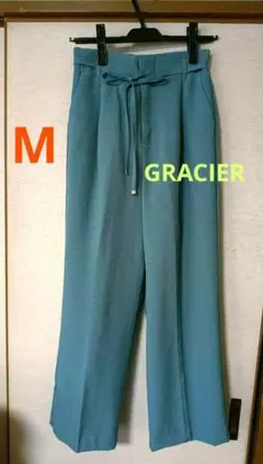 GRACIER　ワイドパンツ　М　レディース　ブルー×グリーン　春夏　薄地