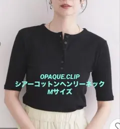 OPAQUE.CLIP シアーコットンヘンリーネックカットソー　ブラック　Mのサムネイル