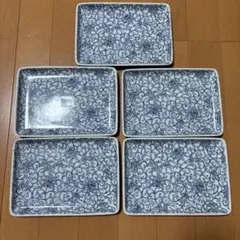 橘吉 染付唐草文様 長角皿 5枚セット