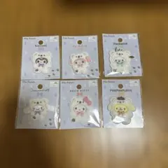 セリア　サンリオ　パイルワッペン　ふわふわスノー　6点