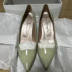 【訳あり新品】銀座かねまつ ミントグリーン バイカラー パンプス