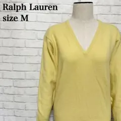 ラルフローレン Vネック セーター M パステルイエロー ウール100% 上質
