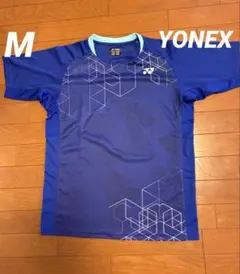 YONEX バドミントンシャツ M 青 幾何学模様