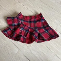 H&M 赤いチェック柄フリルスカート　90