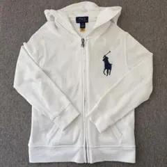 6（120㎝相当） ラルフローレン ホワイトパーカー 濃紺ビッグポニー 白 ポロ
