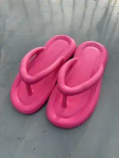 【新品】厚底 ぷっくり トングサンダル ピンク 25cm ビーチサンダル