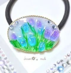 レジンヘアゴム チューリップBLUE