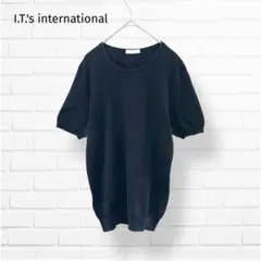【I.T.'s international】サマーニット（Ｌ）半袖 ネイビーのサムネイル