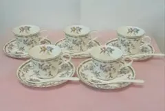 未使用EXCEED BON BY KEITO スプーン付碗皿　5客セット　花柄