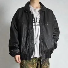 イタリア製80s90sレザーA2フライトジャケットG1短丈ヴィンテージブラック