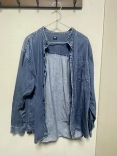 デニムブルー 長袖シャツ ポケット付き