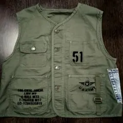 ★男前 ミリタリー ペイント デニムリメイク ベスト ジレ ★