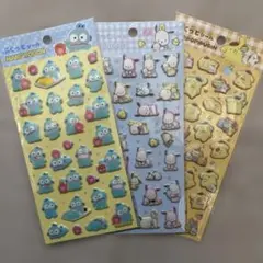 ポムポムプリン・ポチャッコ 　ハンギョドン　3枚セット　ぷくっとシール