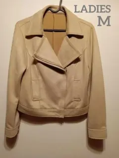 レディース ジャケット ショートコート ベージュ スエード調 Mサイズ 相当