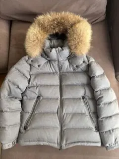 【良品】EDIFICE リアルファー ダウンジャケット Sサイズ 44 グレー