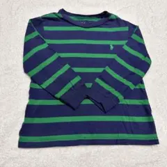 お値下げ　ポロ 長袖Tシャツ ネイビー・グリーンストライプ　90cm