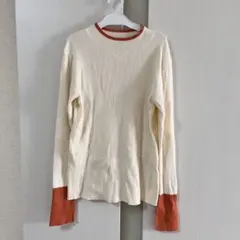 しまむら　バイカラー　オフホワイト　ニット　LL