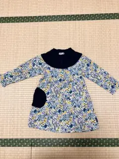 花柄ネイビー襟付きワンピース