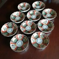 伊万里　金彩錦膾皿　10枚　15.8cm　明治～大正期　【6枚カケあり】
