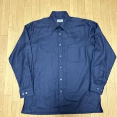 【極美品】高島屋DECORO ウール100% ヘリンボーンシャツ M 濃紺のサムネイル