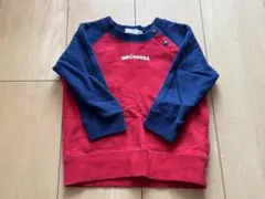 【美品】ミキハウス トレーナー 80 赤 ネイビー ロゴ ベビー キッズ