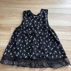 黒の花柄ノースリーブワンピース　セレモニードレス