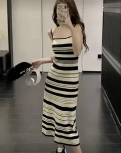 shein キャミワンピース　タイトワンピース　ストライプ