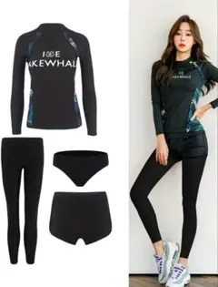 ①レディース 日焼け防止 長ズボン 水着 4ピース ビーチ スポーツ サーフィン