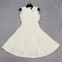 ★1358 セオリー　タグ付き　ワンピース　リネン　ノースリーブ　フレア　白